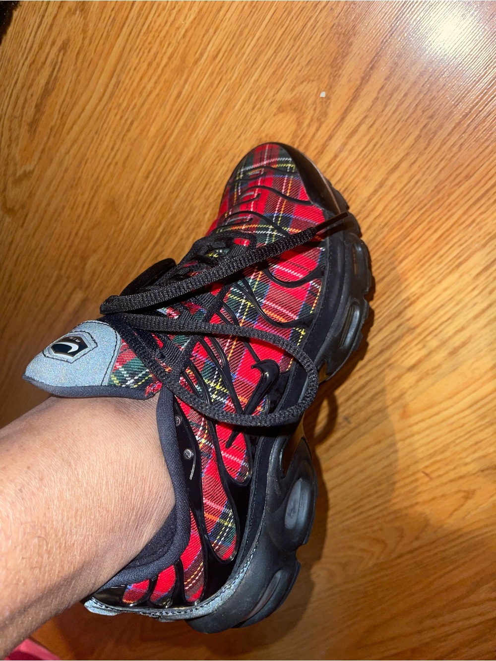 Nike Women's Red Plaid Black Accent Sneakers